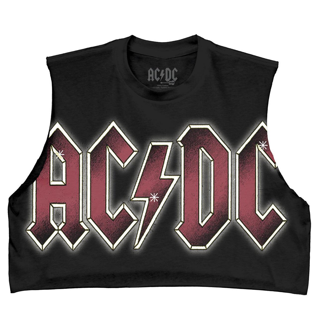 ACDC COLOR GLOW CROP BLACK DIY MUSCLE CROP JUNIOR - Flyclothing LLC