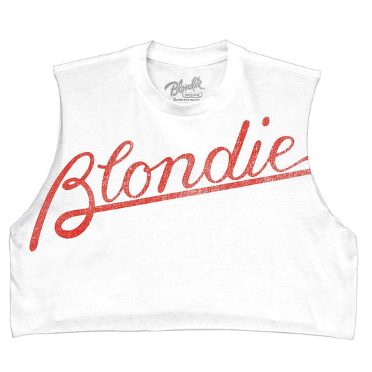 Blondie Parallel Lines White Diy Muscle Crop Junior - Blondie