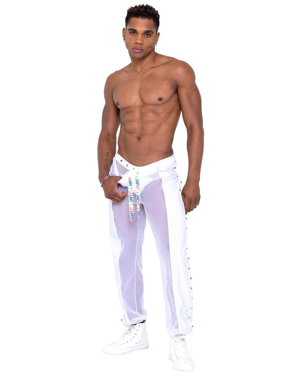 Roma Costume Mens Pride Vinyl Mesh & Mesh Joggers - Roma Costume