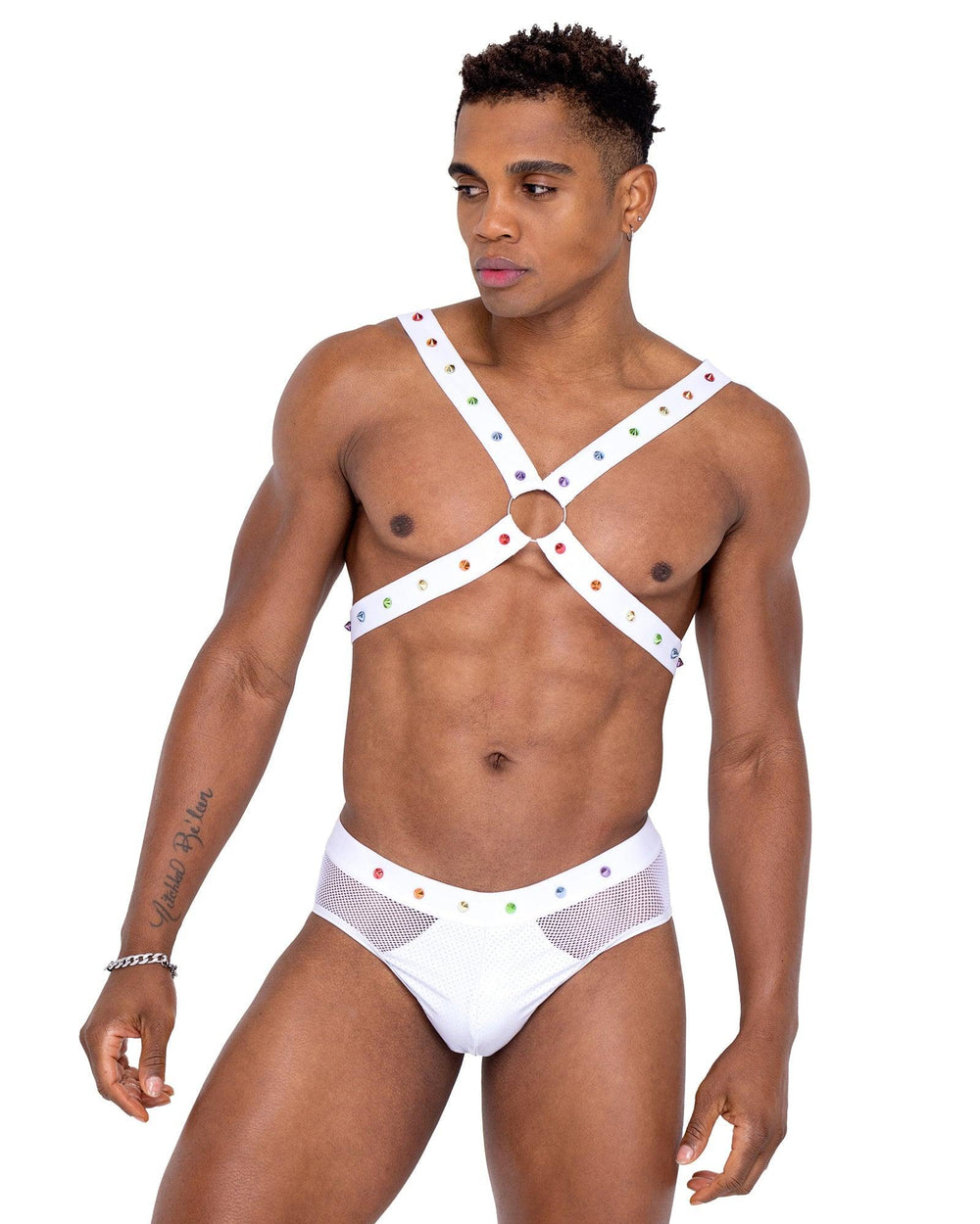Roma Costume Mens Pride Fishnet & Vinyl Briefs - Roma Costume