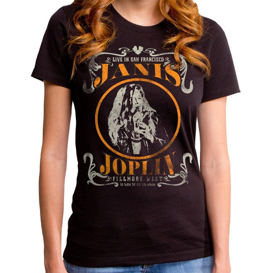 JANIS JOPLIN LIVE BLACK S/S JUNIOR CREW - Janis Joplin