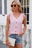 Eyelet Round Neck Wide Strap Tank - Trendsi