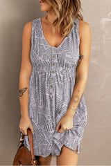 Double Take Printed Scoop Neck Sleeveless Buttoned Magic Dress with Pockets - Trendsi - Flyclothing LLC