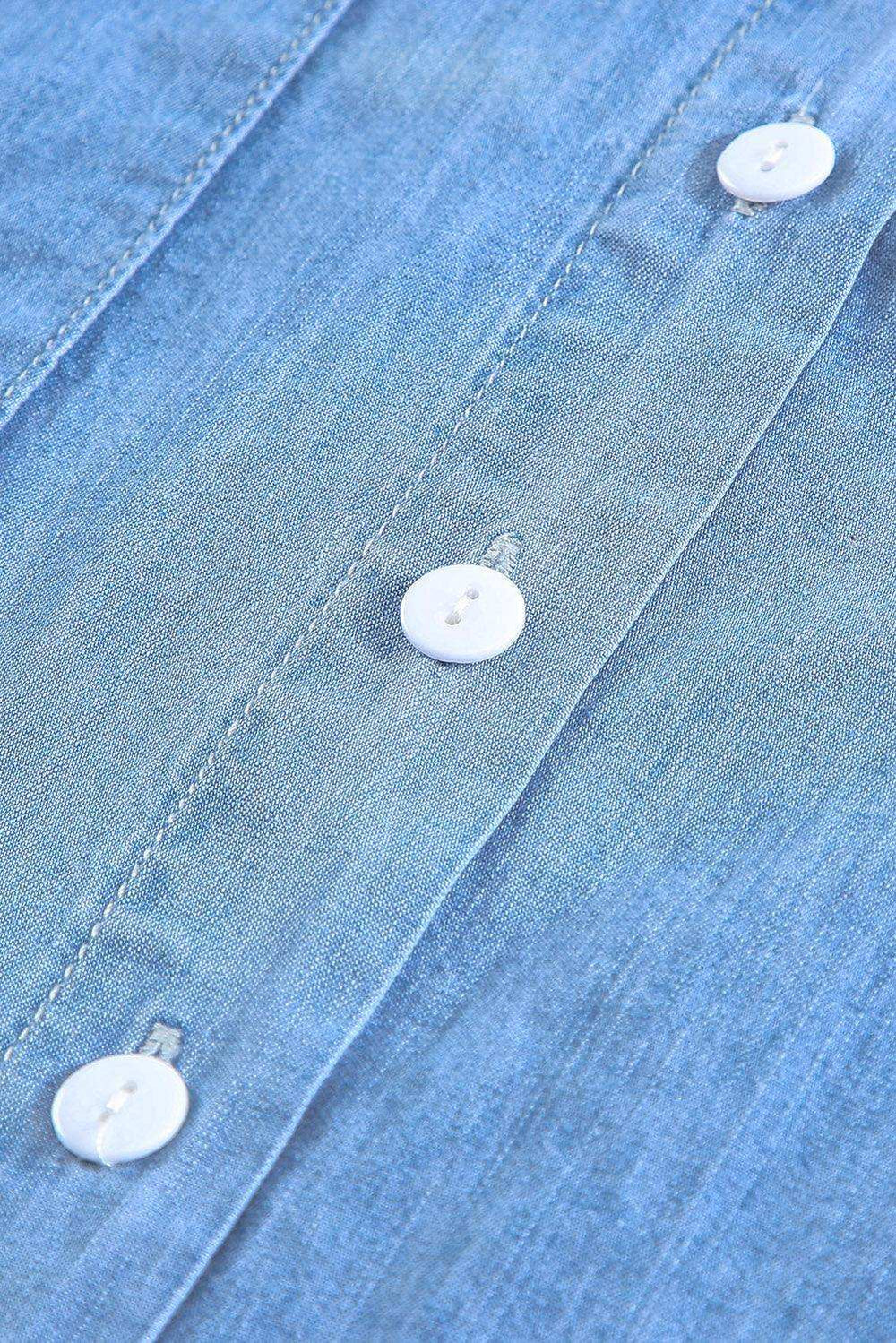 Button Front Collared Short Sleeve Shirt - Trendsi - Flyclothing LLC