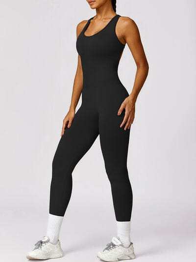 Cutout Racerback Active Jumpsuit - Trendsi - Flyclothing LLC