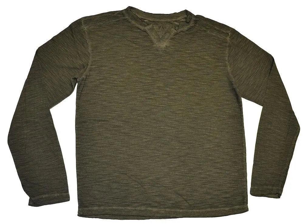 PX Clothing Long Sleeve Slub Henley Shirt - Flyclothing LLC