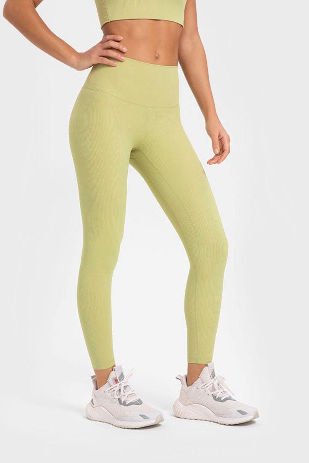 Highly Stretchy Wide Waistband Yoga Leggings - Trendsi