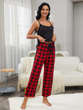Lace Trim Cami and Plaid Pants Lounge Set - Trendsi - Flyclothing LLC