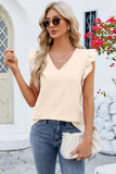 Ruffled V-Neck Cap Sleeve Blouse - Trendsi - Flyclothing LLC