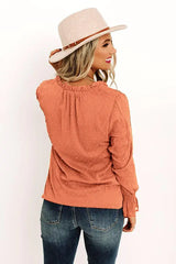Swiss Dot Tie Neck Flounce Sleeve Blouse - Trendsi - Flyclothing LLC