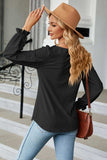 Round Neck Flounce Sleeve Blouse - Trendsi - Flyclothing LLC