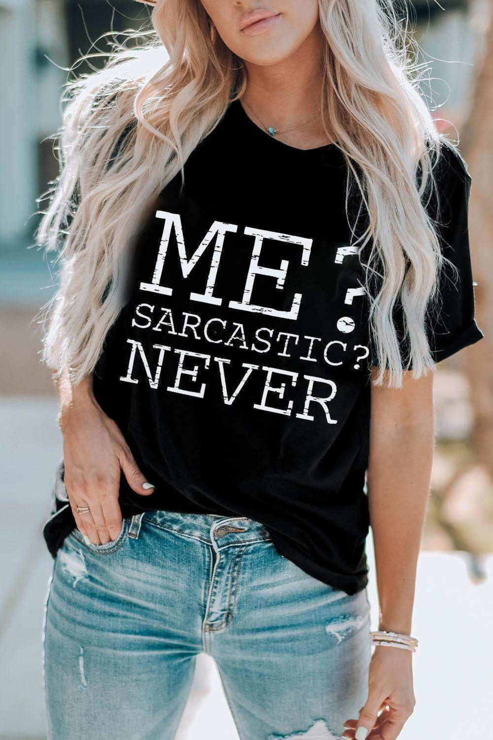 Letter Graphic Round Neck T-Shirt - Trendsi - Flyclothing LLC