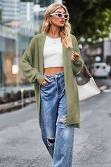 Open Front Dropped Shoulder Longline Cardigan - Trendsi - Flyclothing LLC