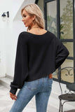 Boat Neck Horizontal Ribbing Dolman Sleeve Sweater - Trendsi - Flyclothing LLC