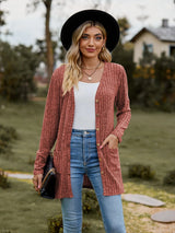 Ribbed Button-UP Caradigan with Pockets - Trendsi - Flyclothing LLC
