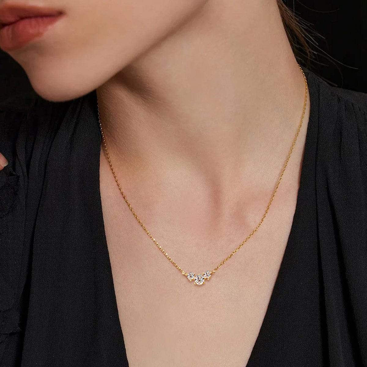 925 Sterling Silver Inlaid Moissanite Necklace - Trendsi - Flyclothing LLC