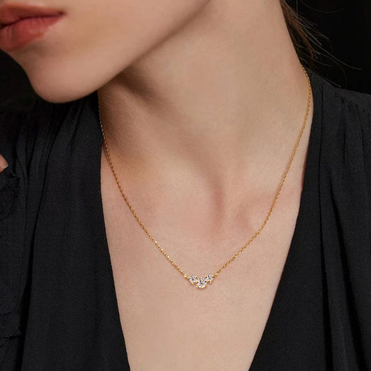 925 Sterling Silver Inlaid Moissanite Necklace - Trendsi