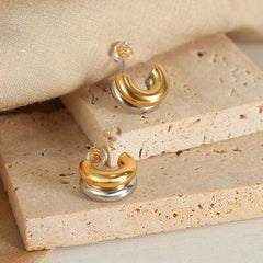 18K Gold-Plated C-Hoop Earrings - Trendsi