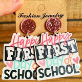 School Theme Wooden Dangle Earrings - Trendsi - Flyclothing LLC