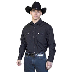 Rockmount Ranch Wear Mens Solid Black Western Shirt - Flyclothing LLC