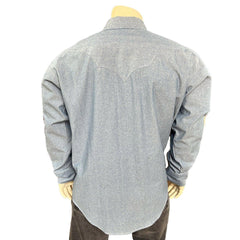 Rockmount Clothing Men's Laundered Blue Chambray Premium Cotton Western Shirt - Rockmount Clothing