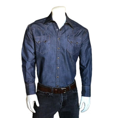 Rockmount Ranch Wear Mens Slim Fit Denim Tencel Western Shirt - Flyclothing LLC