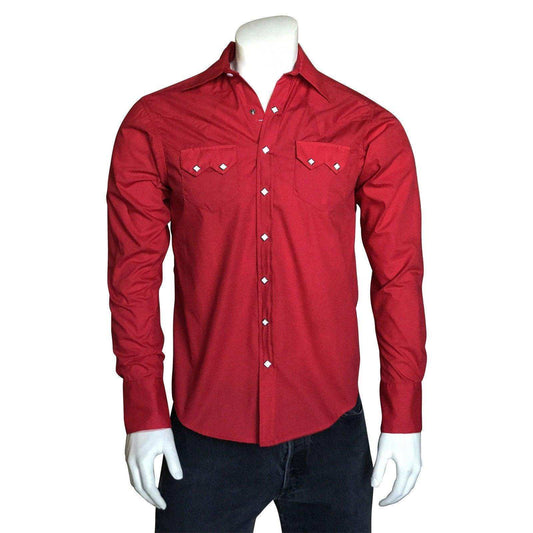 Men's Slim Fit Red Cotton Blend Western Shirt - Rockmount Clothing - Flyclothing LLC