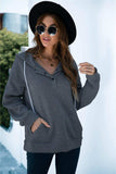 Quarter Snap Drawstring Hoodie with Kangaroo Pocket - Trendsi - Flyclothing LLC