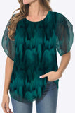 Printed Round Neck Curved Hem Blouse - Trendsi - Flyclothing LLC