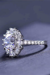 2 Carat Moissanite Floral 925 Sterling Silver Ring - Trendsi