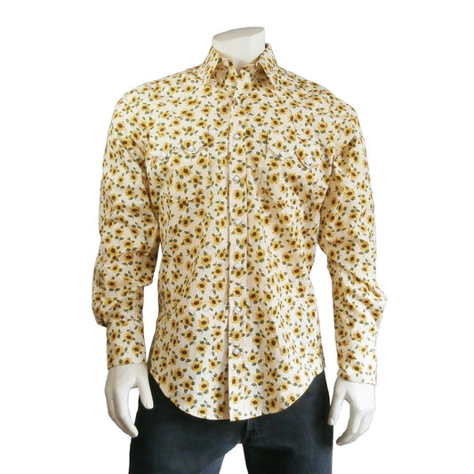 Rockmount Clothing Men's Vintage Yellow Floral Print Western Shirt - Rockmount Clothing