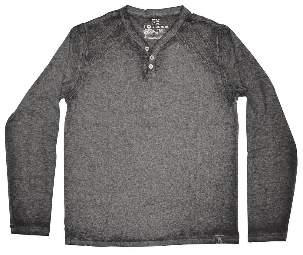 PX Clothing Y-Neck 3 Button Henley (Chrome) - Flyclothing LLC