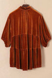 Tiered Button Up Collared Neck Shirt - Trendsi - Flyclothing LLC