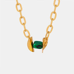 Natural Stone Pendant Titanium Steel Necklace - Trendsi