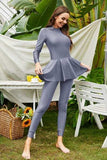 Mock Neck Long Sleeve One-Piece Swimwear - Trendsi - Flyclothing LLC