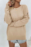 Round Neck Dropped Shoulder Sweater - Trendsi - Flyclothing LLC