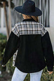 Plaid Pocketed Button Up Denim Jacket - Trendsi - Flyclothing LLC