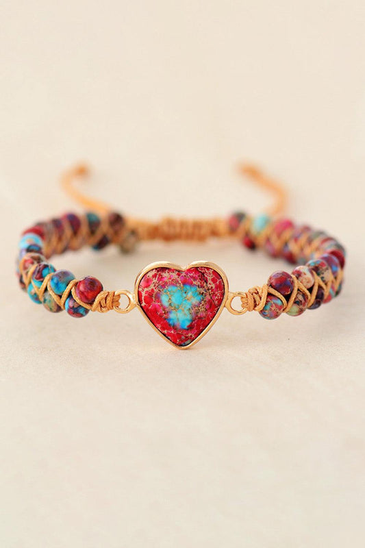 Handmade Heart Shape Natural Stone Bracelet - Trendsi