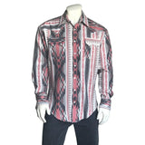 Men's Premium Flannel Jacquard Western Shirt in Grey & Pink - Rockmount Clothing