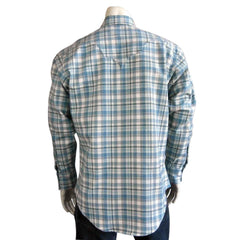 Rockmount Clothing Mens Plush Flannel Dusty Blue Plaid Western Shirt - Rockmount Clothing