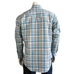 Rockmount Clothing Mens Plush Flannel Dusty Blue Plaid Western Shirt - Flyclothing LLC
