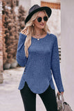 Buttoned Hem Detail Ribbed Top - Trendsi - Flyclothing LLC