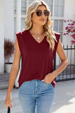V-Neck Cap Sleeve Tank - Trendsi - Flyclothing LLC