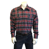 Rockmount Ranch Wear Mens Plush Flannel Red & Grey Plaid Western Shirt - Rockmount Clothing - Flyclothing LLC