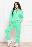 Half Zip Long Sleeve Sweatshirt and Pants Set - Trendsi - Flyclothing LLC
