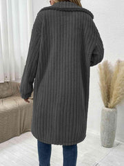 Collared Neck Drop Shoulder Coat - Trendsi