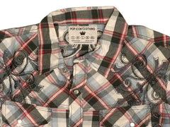 Pop Icon Embroidered Plaid Shirt - Pop Icon Clothing