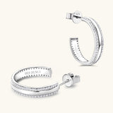 925 Sterling Silver Inlaid Moissanite C-Hoop Earrings - Trendsi