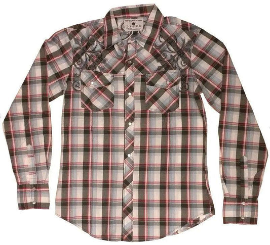 Pop Icon Embroidered Plaid Shirt - Pop Icon Clothing