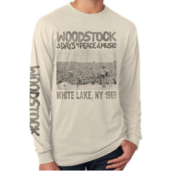 Woodstock Poster Cream Long Sleeve Men's Shirt - Flyclothing LLC